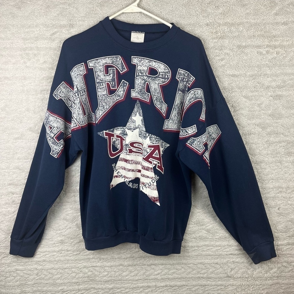 Vintage 90's America SpiritwearSpellout Sweatshirt XL USA Biker Grunge Track